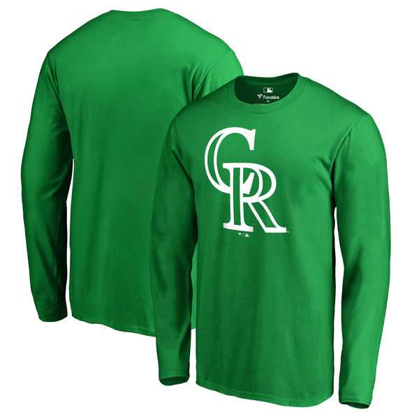 Men's Colorado Rockies Fanatics Branded Kelly Green St. Patrick's Day White Logo Long Sleeve T-Shirt,We sell and wholesale Men's Colorado Rockies Fanatics Branded Kelly Green St. Patrick's Day White Logo Long Sleeve T-Shirt on line form chian!